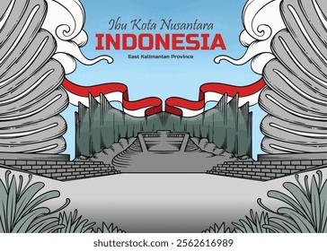 Ibu Kota Nusantara, Indoensia. Banner Background Vector EPS 10