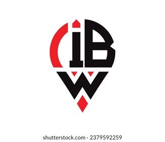 IBW letter location shape logo design. IBW letter location logo simple design.