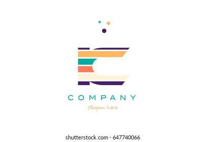 ic i c alphabet letter logo colors colorful line stripe font creative text dots company vector icon design template