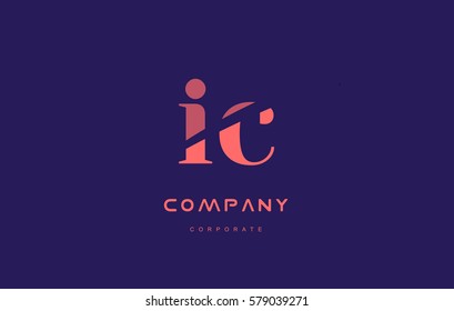 ic i c alphabet small letter blue pink creative design vector company logo icon template 