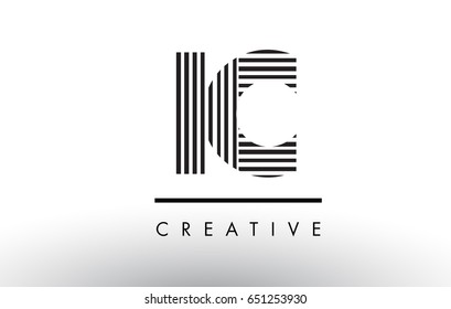 IC I C Black and White Letter Logo Design with Vertical and Horizontal Lines.
