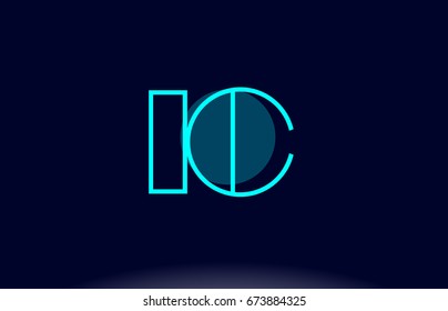 ic i c blue line circle letter logo alphabet creative company vector icon design template