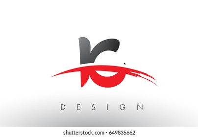 IC I C Brush Logo Letters Design with Red and Black Colors and Brush Letter Concept.