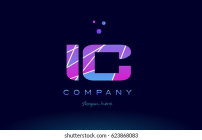 ic i c  creative color blue background pink purple magenta alphabet letter company logo vector icon