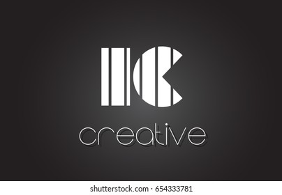 IC I C Creative Letter Logo Design With White and Black Lines.