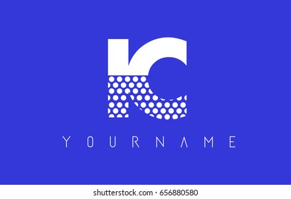 IC I C Dotted Pattern Letter Logo Design Vector with Blue Background.