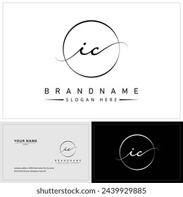 ic i c initial letter handwriting and signature logo