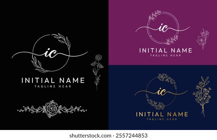 IC C I  initial signature logo template vector