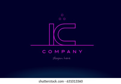 ic i c letter alphabet text pink purple dots contour line creative company logo vector icon design template