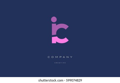 ic i c  pink blue pastel modern abstract alphabet company logo design vector icon template 