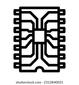 ic chip electronic component line icon vector. ic chip electronic component sign. isolated contour symbol black illustration