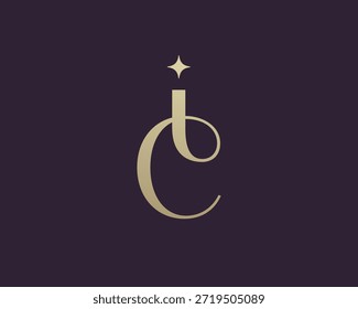 IC or CI letter logo icon design. Classic style luxury initials monogram.