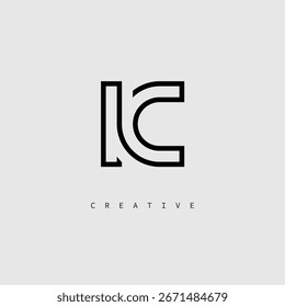 Logotipo de letra creativa de IC: monograma de línea mínima en negro para un diseño de identidad de marca moderno.