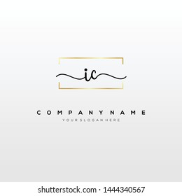 IC handwriting initial logo template vector.