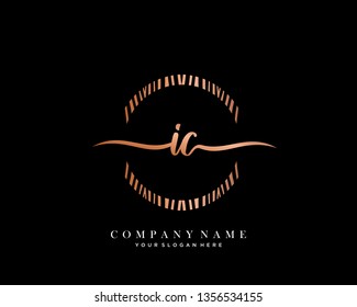 IC handwriting initial  logo vector