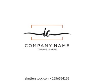 IC handwriting initial  logo vector