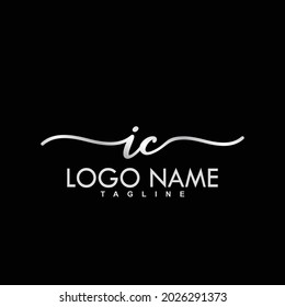 IC Initial Handwriting Logo Design Vector