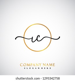 IC Initial Handwriting logo template vector