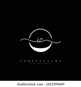 IC initial handwriting logo template vector