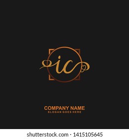 IC Initial handwriting logo vector