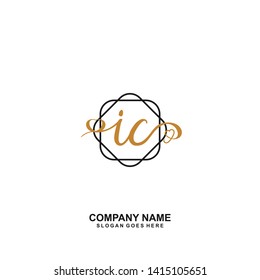 IC Initial handwriting logo vector