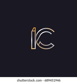 IC initial letters elegant logo golden silver black background