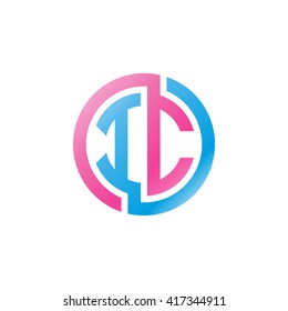 IC initial letters looping linked circle logo blue pink