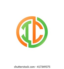 IC initial letters looping linked circle logo orange green