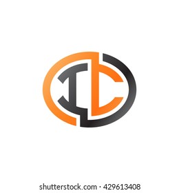IC initial letters looping linked ellipse logo orange black