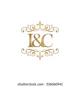 I&C Initial logo. Ornament ampersand monogram golden logo