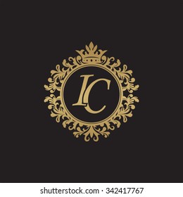 IC initial luxury ornament monogram logo