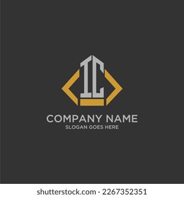 IC initial monogram logo for real estate with building style