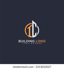 IC initial monogram logo for real estate with building style