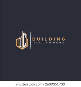 IC initial monogram logo real estate for building with polygon style