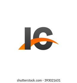 IC initial overlapping swoosh letter logo black orange