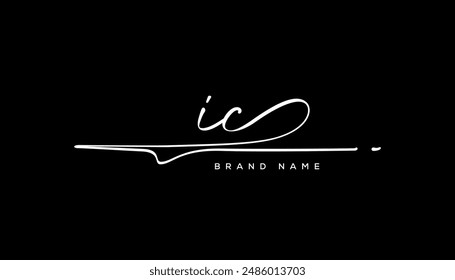 IC letter beauty handwriting vector logo. 
