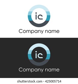 IC letter a circle shape icon logo white blue