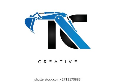 IC Letter Excavator Construction Logo for Engineering and Industrial Company Branding