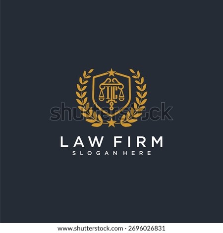 IC letter monogram logo for lawfirm with pillar and leaf image design