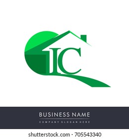 IC letter roof shape logo green, initial logo AB with house icon, business logo and property developer.