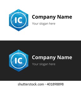 IC Letters , Abstract Polygonal Background Logo, design for Corporate Business Identity, Alphabet letter