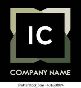IC letters business logo creative  icon design template elements in abstract background logo, design identity in square with four colors, modern alphabet letters
