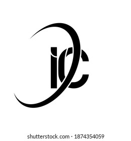 IC logo. I C design. Black IC letter. IC I C letter logo design. Initial letter IC linked circle uppercase monogram logo.