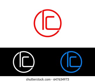 Ic Logo. Letter Design Vector with Red and Black Gold Silver Colors
