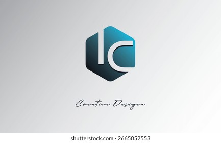 IC Minimal Polygon Shape Abstract Negative Space Symbol for Branding Use"