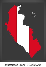 Ica map with Peruvian national flag illustration