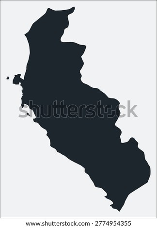 Ica, PE, Peru map. Just a simple border map. Shape of the region. Blank boundary outline. Vector illustration.