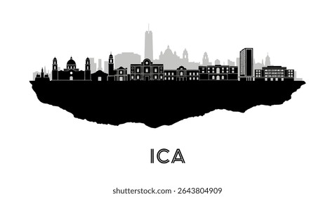 ICA Peru skyline silhouette Vector cityscape.