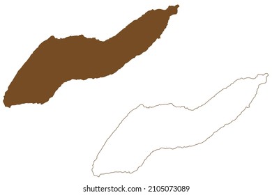 Isla de Icaria (República Helénica, Grecia, Mar Egeo) mapa de ilustración vectorial, dibujo de garabatos mapa de Ikaria