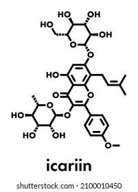 Icariin herbal flavonoid molecule. Skeletal formula.